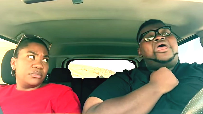 Trip man. Black women signs guy on the car after a Dream Pool.